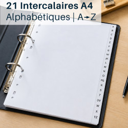 Lot 5 jeux intercalaires alphabétiques A4 A-Z plastique