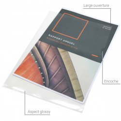 Lot de 100 pochettes coin A4 lisses 90 microns transparentes