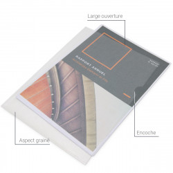 Lot de 200 pochettes coin A4 grainées 90 microns transparentes