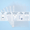 Lot 1000 pochettes perforées transparentes A4 60 microns