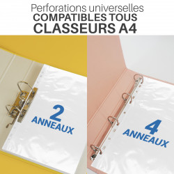 Lot 200 pochettes plastiques pour classeur A4 50 microns