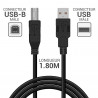 Cordon USB 2.0 A/B mâle-mâle high speed 1.80m noir