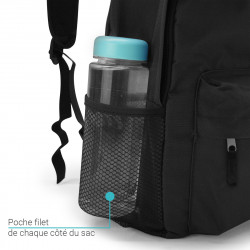 Sac à dos PC portable noir 25 L avec poche PC 15 pouces intégrée