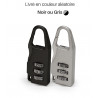 Mini cadenas à code 3 chiffres, mousqueton alliage zinc argenté