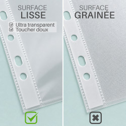 Pochettes perforées A4 transparentes lisses 50 microns x 200