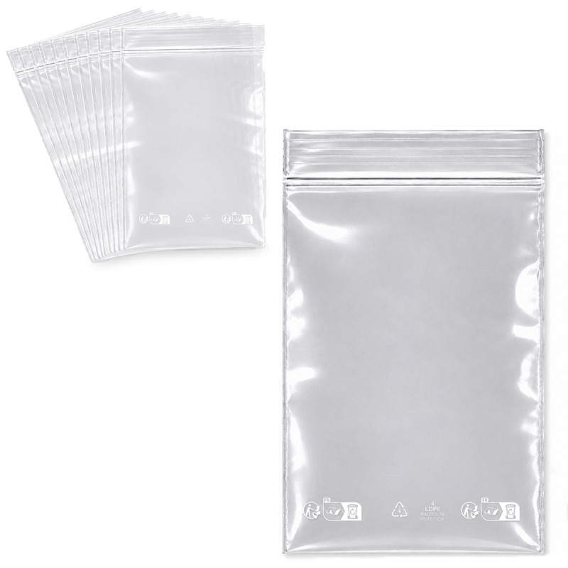 100 Sachets Zip Transparents 10x15 cm Refermables Alimentaires