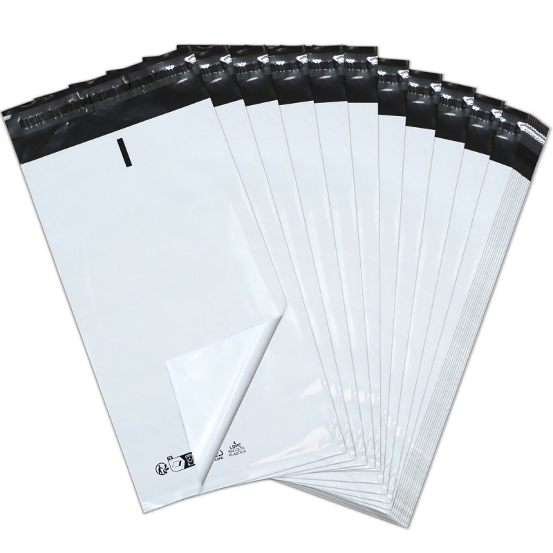 100 Enveloppes Expédition 17x30 cm Opaques Autocollantes LDPE