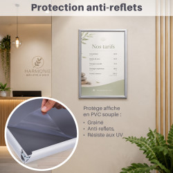 Cadre clipsable A4 aluminium mural porte affiche clic-clac.