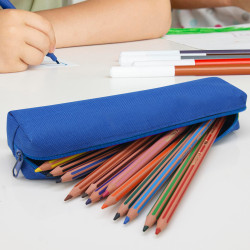 Trousse Fourre-tout 18 x 3,5 x 4,5 cm Textile Souple Bleu Uni