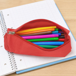 Trousse Fourre-tout 18 x 3,5 x 4,5 cm Textile Souple Rouge Uni
