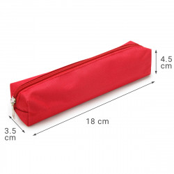 Trousse Fourre-tout 18 x 3,5 x 4,5 cm Textile Souple Rouge Uni