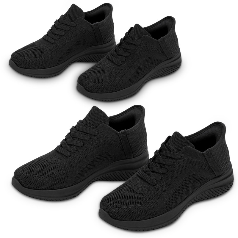 Lot 2 paires - Baskets unisexes noir respirantes Taille 39