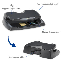 Rehausseur écran et support PC portable 17 pouces avec rangement