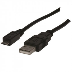 Cordon micro USB type B mâle vers USB 2.0 mâle 2.00m noir blister