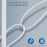 Câble USB-C USB-C 3.1 60W Nylon tressé, mâle mâle, 2,00m Blanc