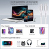 Câble USB-C USB-C 3.1 60W Nylon tressé, mâle mâle, 2,00m Blanc