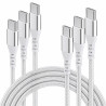 Lot 3 Câbles USB-C vers USB-C 60W Nylon tressé, 1m Blanc