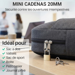Mini cadenas 20 mm en laiton avec jeu de 3 clés
