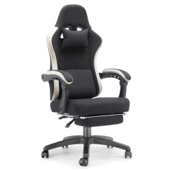 Fauteuil de bureau baquet suédine bicolore avec repose-pieds
