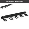 Bandeau passe câbles 5 anneaux ABS 19 pouces 1U Noir